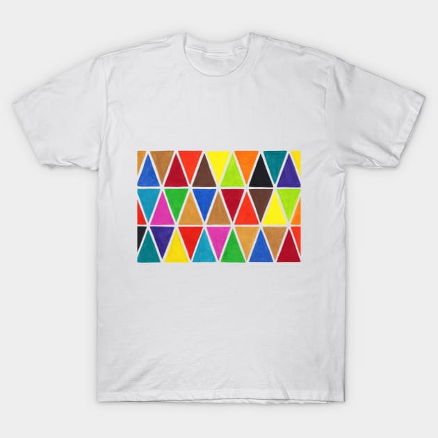 Multicoloured Harlequin Triangles T-Shirt by sallycummingsdesigns